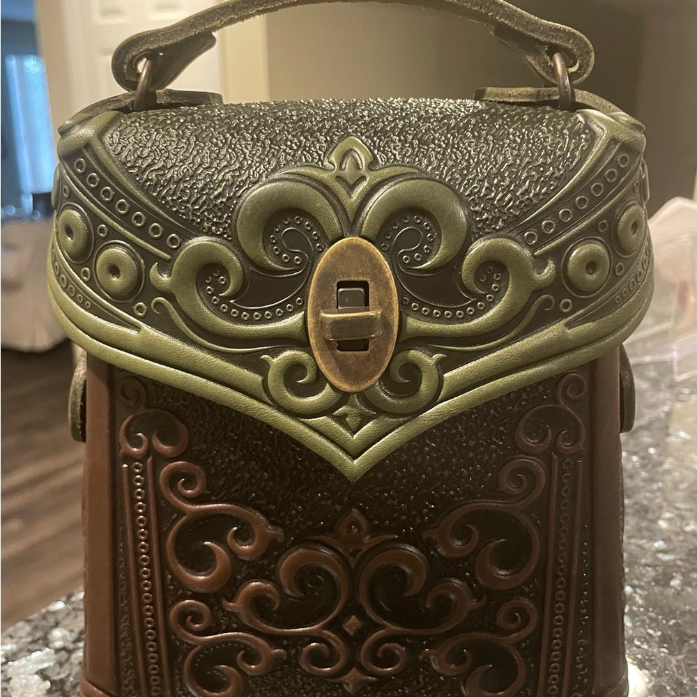 Steampunk Embossed Leather Backpack - image 1